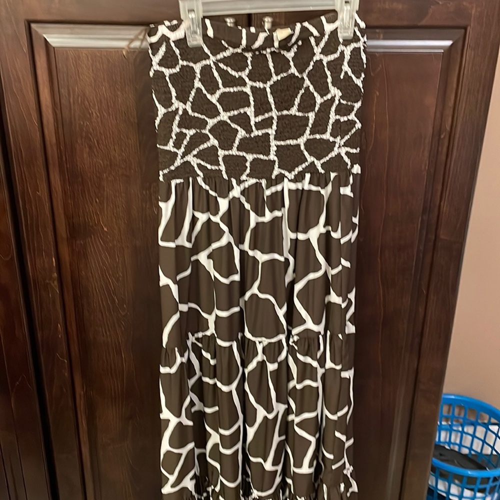 Michael Kors sleeveless dress brown and white